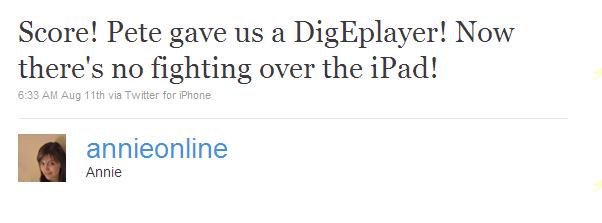 Tweet about the digEplayer and iPad